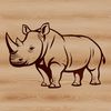 Rhino Close-Up Face Illustration A close-up illustration of a rhino's face with thick skin and distinctive horns.