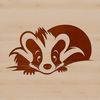 Wildlife Illustration - Skunk Behind Bush A skunk peering out from behind a bush, illustrated in vector format.