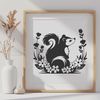 Wild Floral Friends Skunk Illustration A skunk standing in a floral setting.