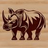 A rhinoceros, a large wild animal native to Africa and southern Asia.