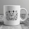 Floral Possum Illustration A detailed illustration of a possum in a floral environment.