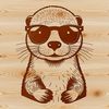 A wild otter in a casual pose, wearing trendy sunglasses.