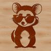 A cartoon possum wearing sunglasses, illustrated in vector format with bold lines and colors.
