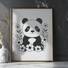 Beautiful Bamboo Forest Panda A illustration of a panda in a natural habitat surrounded by foliage.
