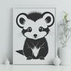 Possum Illustration in Natural Setting A detailed illustration of a possum in a natural habitat setting.