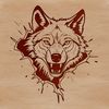 A wild wolf's head with sharp teeth and piercing eyes, depicted in vector form for editing and customization.