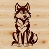 Nature's Gentle Giant Vector A wolf sitting on its haunches in a natural environment, suitable for vector design.
