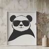 Panda with Cool Shades A black and white panda bear wearing trendy sunglasses, depicted in high-quality vector format.