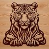 A large wild animal sitting on its haunches, depicted in a clean vector design suitable for various cutting machines.