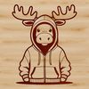Wild Antlered Beast SVG Graphic A realistic illustration of a large wild animal with antlers.