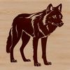Wildlife Illustration SVG Template A wolf standing on its hind legs, depicted as vector art for use in graphic design and crafts.