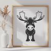 Wild Antlered Animal Vector Art A detailed illustration of a wild animal, specifically a large mammal with antlers.
