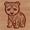An ornate design featuring a standing animal, resembling a bear, created as a vector graphic.
