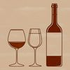 A glass filled with red wine from a bottle on a table.