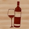 A stylized graphic illustration of a glass filled with red wine, suitable for vector graphics.