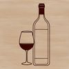 An isolated vector design featuring a stylized wine glass and bottle in a minimalist format suitable for digital use.
