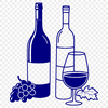 Glass of Wine Vector Graphic Close-up illustration of a glass containing red wine with a bottle in the background.