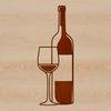 A vector graphic representation of a wine bottle with liquid inside.