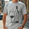 Free Clip Art Wine Bottle and Glass A stylized vector graphic representation of a wine bottle and glass on a table.