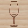 A stylized illustration of a glass of wine on a white background.