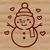 Christmas SVG Clip Art Snowman A simple line drawing of a snowman with love hearts in a festive Christmas scene.