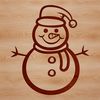 A winter-themed snowman icon made from vector lines and shapes.
