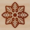 An ornate snowflake pattern with symmetrical edges and a detailed, geometric structure.
