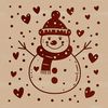 A cartoon snowman made up of layers with heart-shaped details on its middle section.