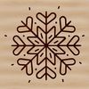 An illustration of a single winter snowflake with symmetrical patterns and clean edges.