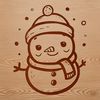 A festive snowman standing on a snowy ground with a hat and scarf.
