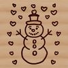A whimsical winter character made with vector design elements and love hearts.