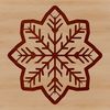 A stylized illustration of a single snowflake, rendered in vector graphics.