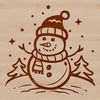Winter Scene SVG Clip Art A stylized winter scene featuring a snowman made from stacked snow blocks with a carrot nose and coal eyes.
