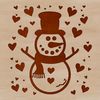 Colorful Christmas Snow Scene Illustration A colorful snowman with love hearts in the snow during a winter Christmas season.