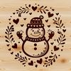 Whimsical Winter Snowman Illustration A whimsical winter snowman illustration with decorative love hearts.