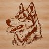 A digital illustration of a Siberian Husky's head with details suited for cutting machine stencils.