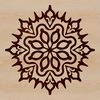 A delicate, ornate snowflake design suitable for winter and Christmas decorations.