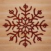 A detailed illustration of a single snowflake with delicate, symmetrical patterns.