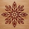 A detailed, symmetrical illustration of a single snowflake in white against a transparent background.