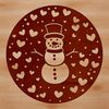 Colorful Snowman Clip Art Design Colorful snowman illustration with love hearts and festive details, suitable for winter holiday designs.