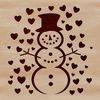 A winter snowman design made up of interconnected love hearts.
