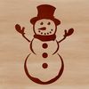 Festive Winter Character A white snowman made from stacked snow blocks with a carrot nose and coal eyes.