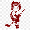 An illustration of an ice hockey player in motion, suitable for vector design and cutting machine projects.