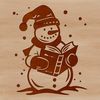 Winter Reading Companion A winter-themed snowman holding a book and standing in front of a snowy background.