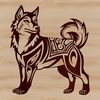 A vector illustration of a standing husky dog, suitable for digital design and cutting machine projects.