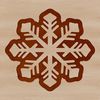 Illustration of a single six-pointed star-shaped snowflake with symmetrical patterns and lines.