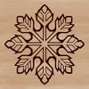 An ornate winter motif featuring a stylized snowflake pattern composed of geometric shapes and lines.