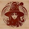 Witchcraft Portrait in Gothic Style A detailed illustration of a witch's head in a gothic-inspired design, surrounded by magical elements.
