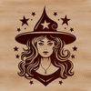 Witchcraft Symbolism in Detail A detailed illustration of a witch's head adorned with ornate symbols, representing the mystical art of magic.