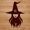 Witch's Head Illustration A simple line drawing illustration of a witch's head, conveying themes of magic and the supernatural.